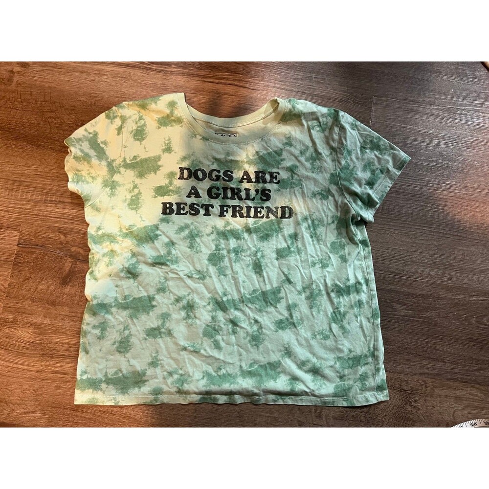 Modern Lux green tie dyed dogs are a girls best friend tee